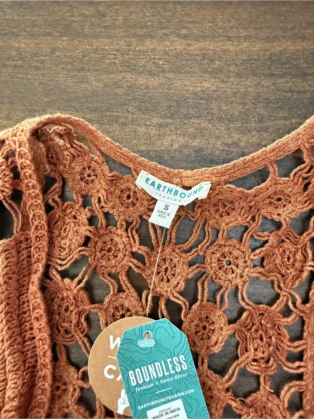 EARTHBOUND Crochet Openwork Vest - Rust - Picture 5 of 6